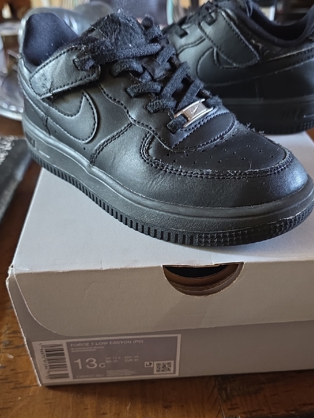 Nike Little Kids' All-Black Leather Sneakers